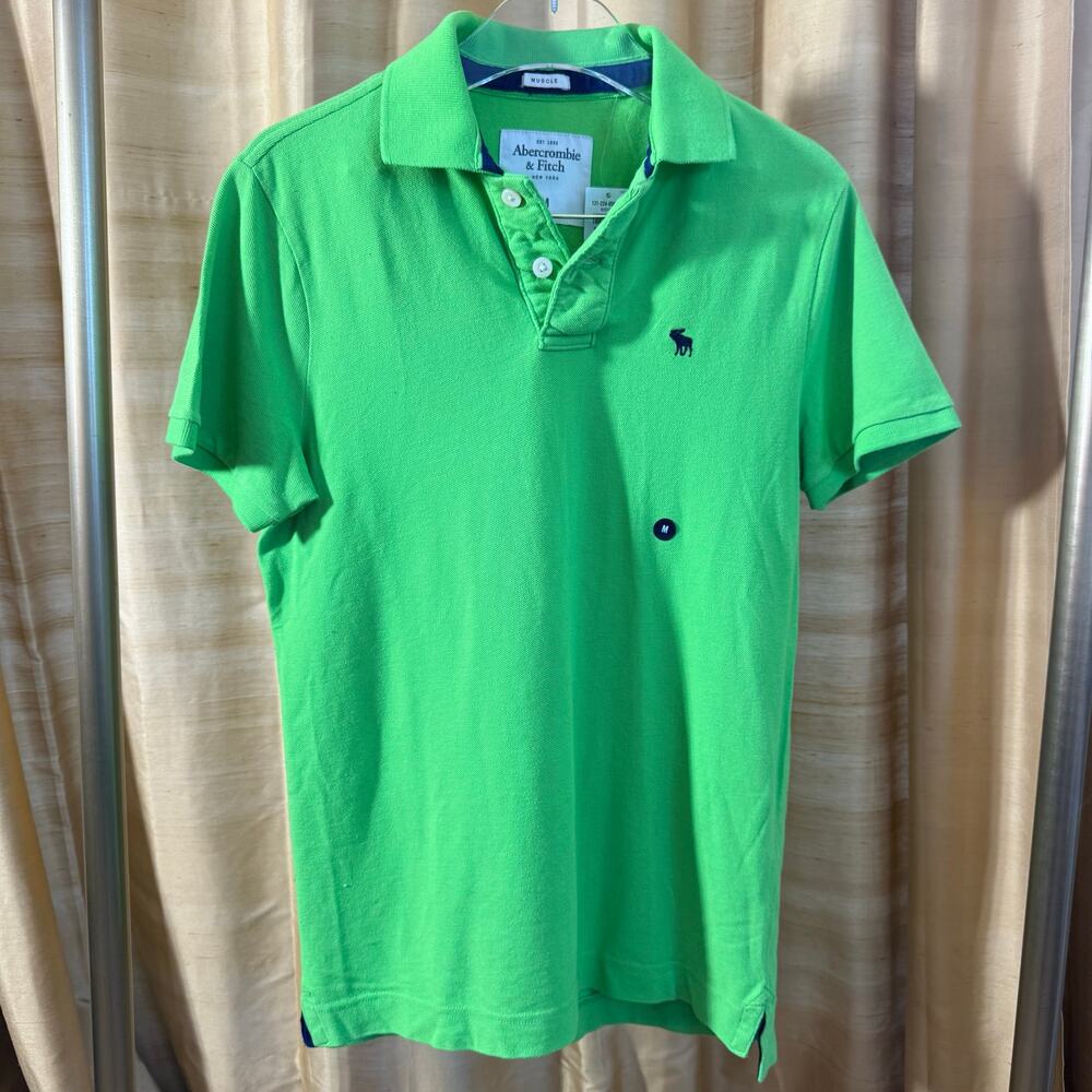 Y2K Abercrombie & Fitch Polo Shirt Mens Muscle Fit Moose Logo NEW - Picture 5 of 9